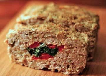 Meatloaf Stuffed with Spinach and Red Bell Pepper