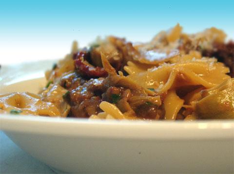 Farfalle With Sausage, Artichokes, And Sun-dried Tomatoes